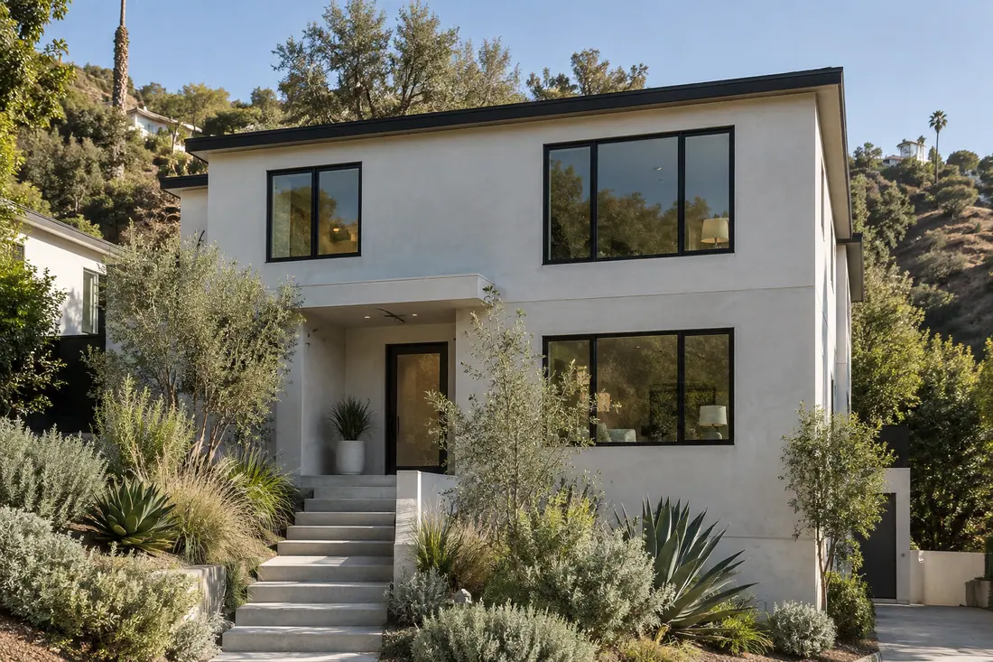 Hillside Los Angeles house with new windows, fresh stucco and a new roof